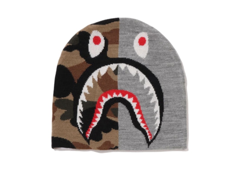 Men's BAPE 1st Camo Shark Knit Cap in Gray