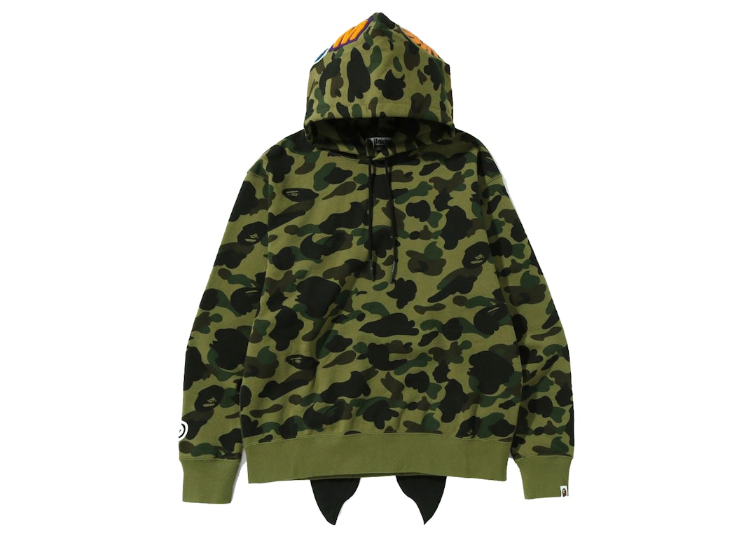 Pre-owned Bape 1st Camo Shark Relaxed Fit Pullover Hoodie Green