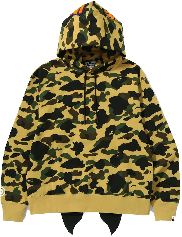 BAPE 1st Camo Shark Relaxed Fit Pullover Hoodie Yellow Men's - FW21 - US
