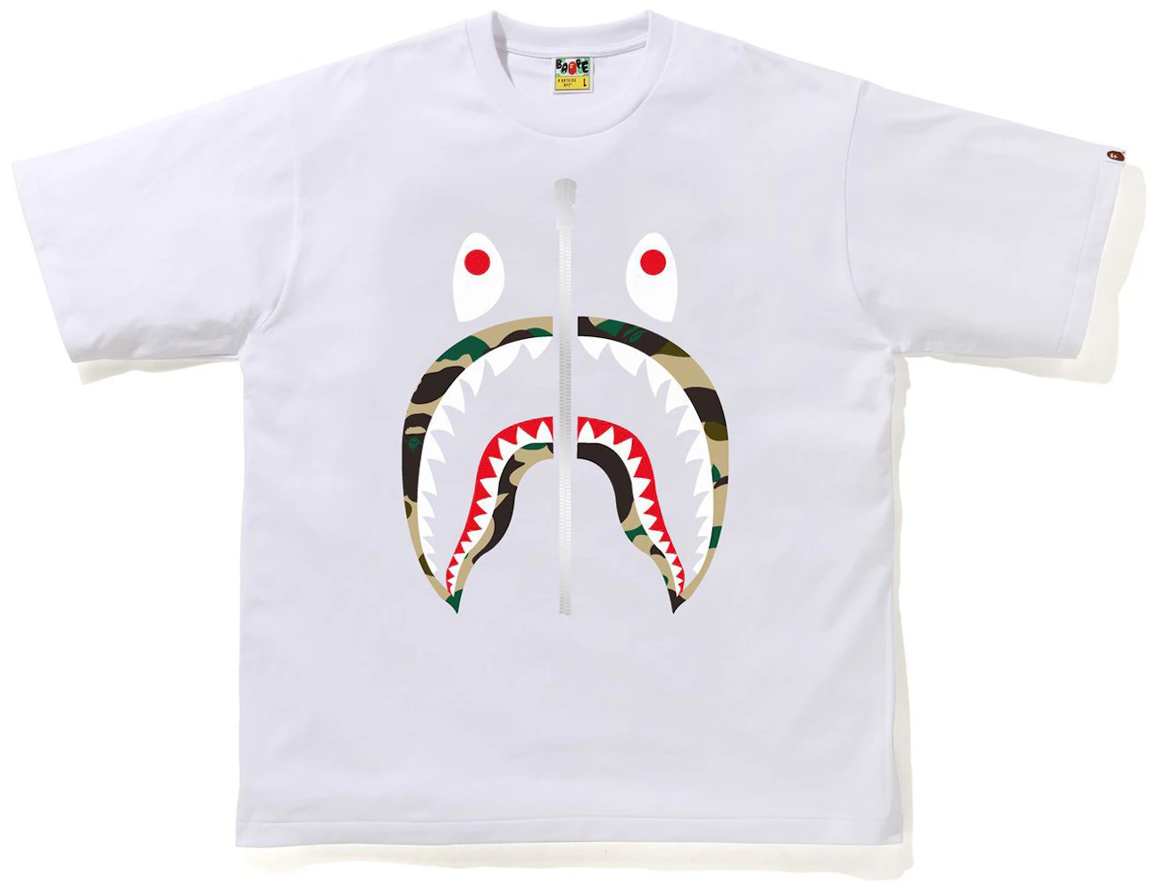 BAPE 1st Camo Shark Relaxed Fit Tee White/Yellow Men's - SS21 - US