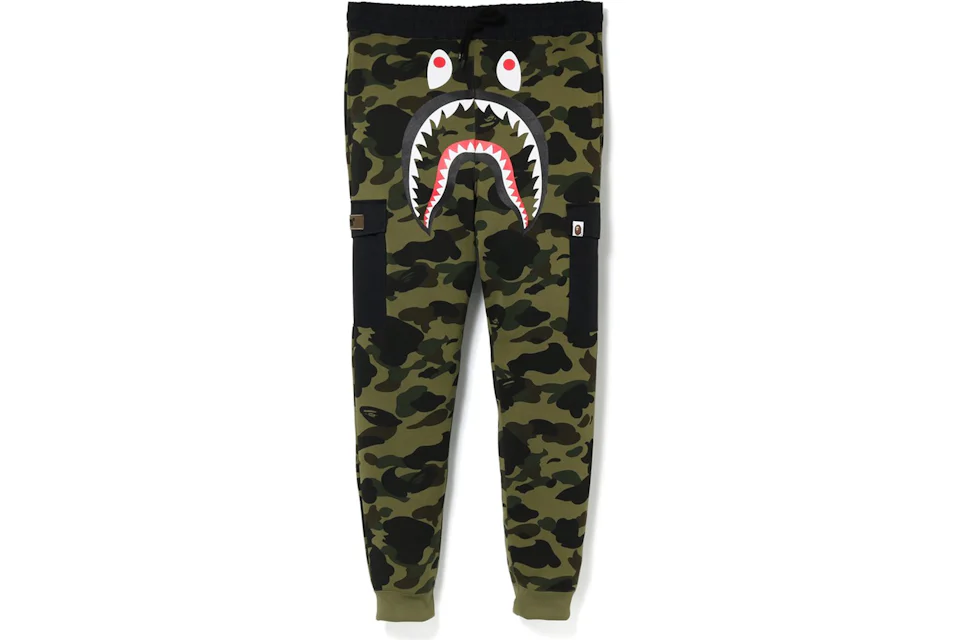 BAPE 1st Camo Shark Slim Sweat Cargo Pants Green