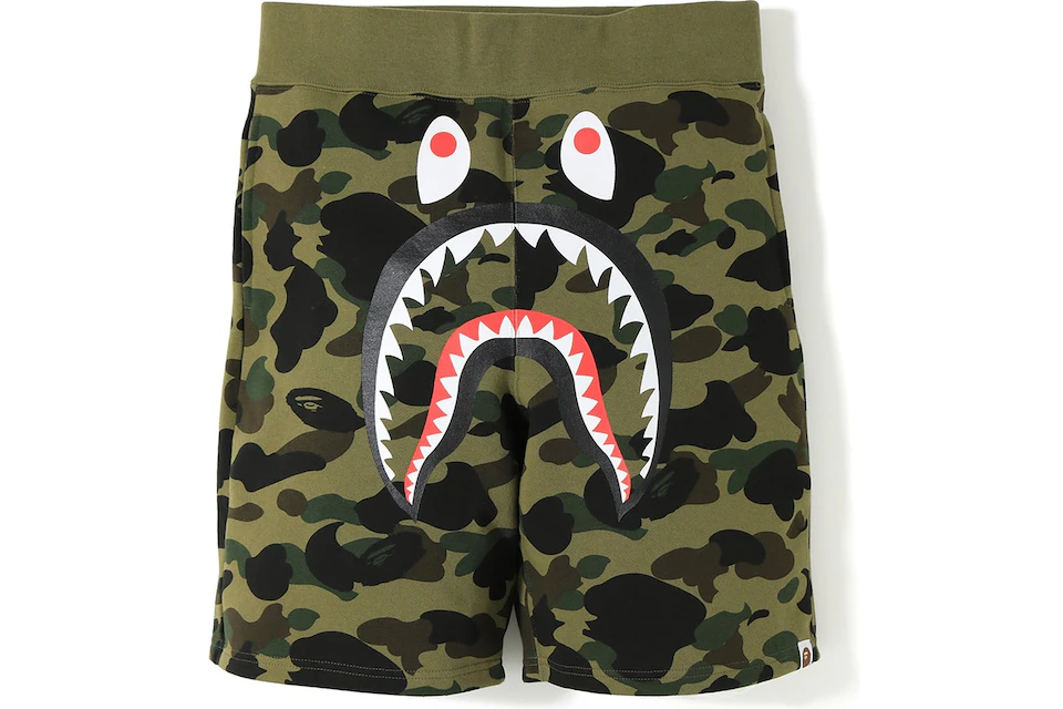 BAPE 1st Camo Shark Sweat Shorts Green