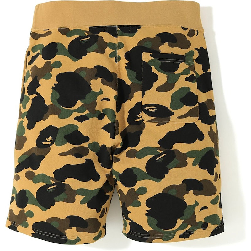 BAPE 1st Camo Shark Sweat Shorts Yellow Men's - SS19 - GB