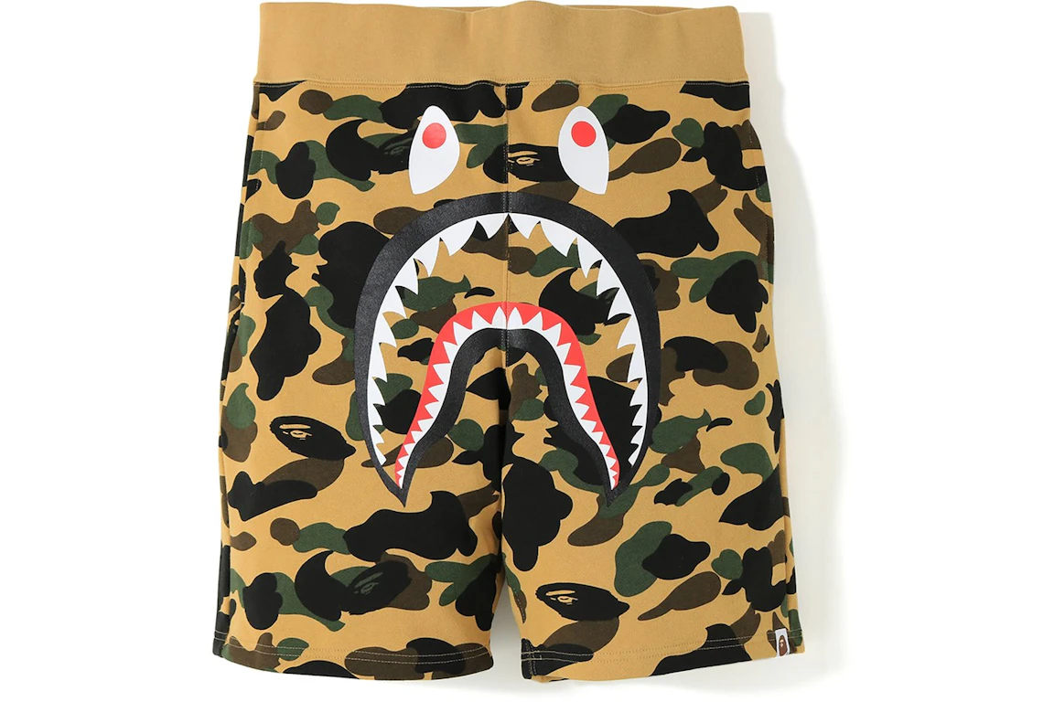 BAPE 1st Camo Shark Sweat Shorts Yellow