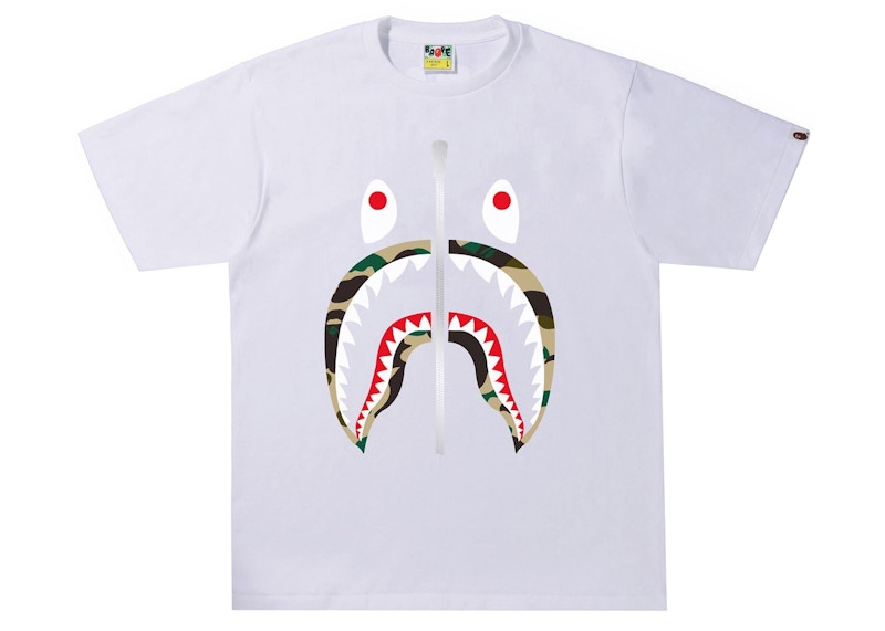 BAPE 1st Camo Shark Tee (SS22) White/Yellow Men's - SS22 - US