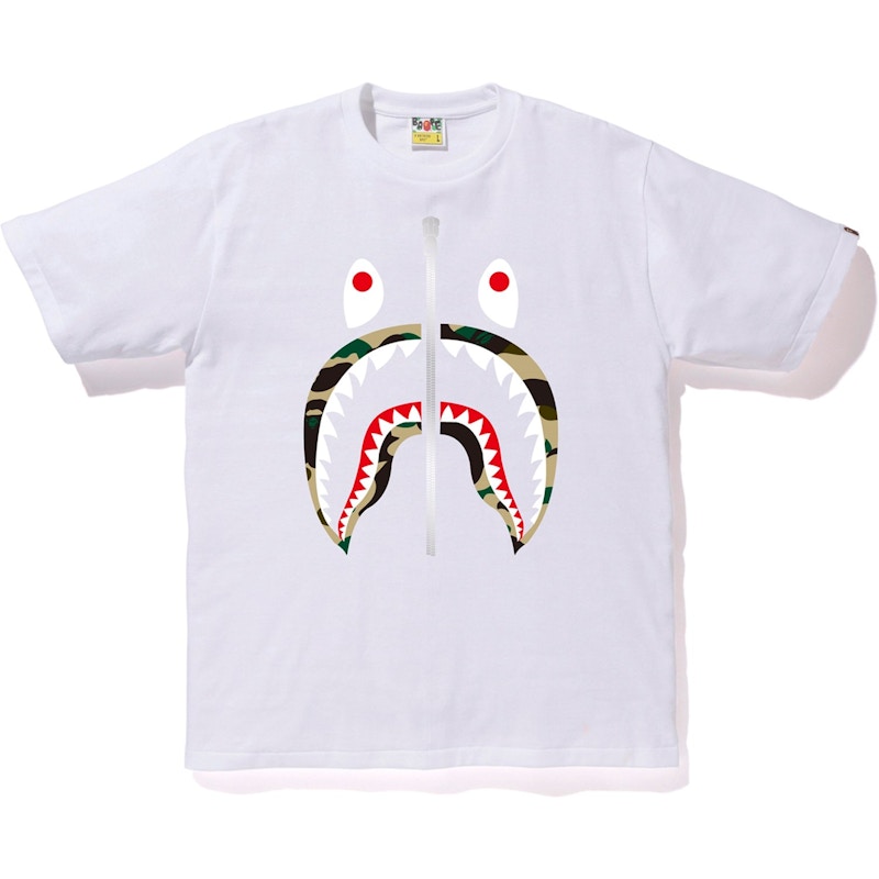 BAPE 1st Camo Shark Tee White/Yellow Men's - FW19 - US