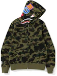 Buy BAPE 1st Camo Shark Full Zip Hoodie 'Green' - 1H20 115 009 GREEN