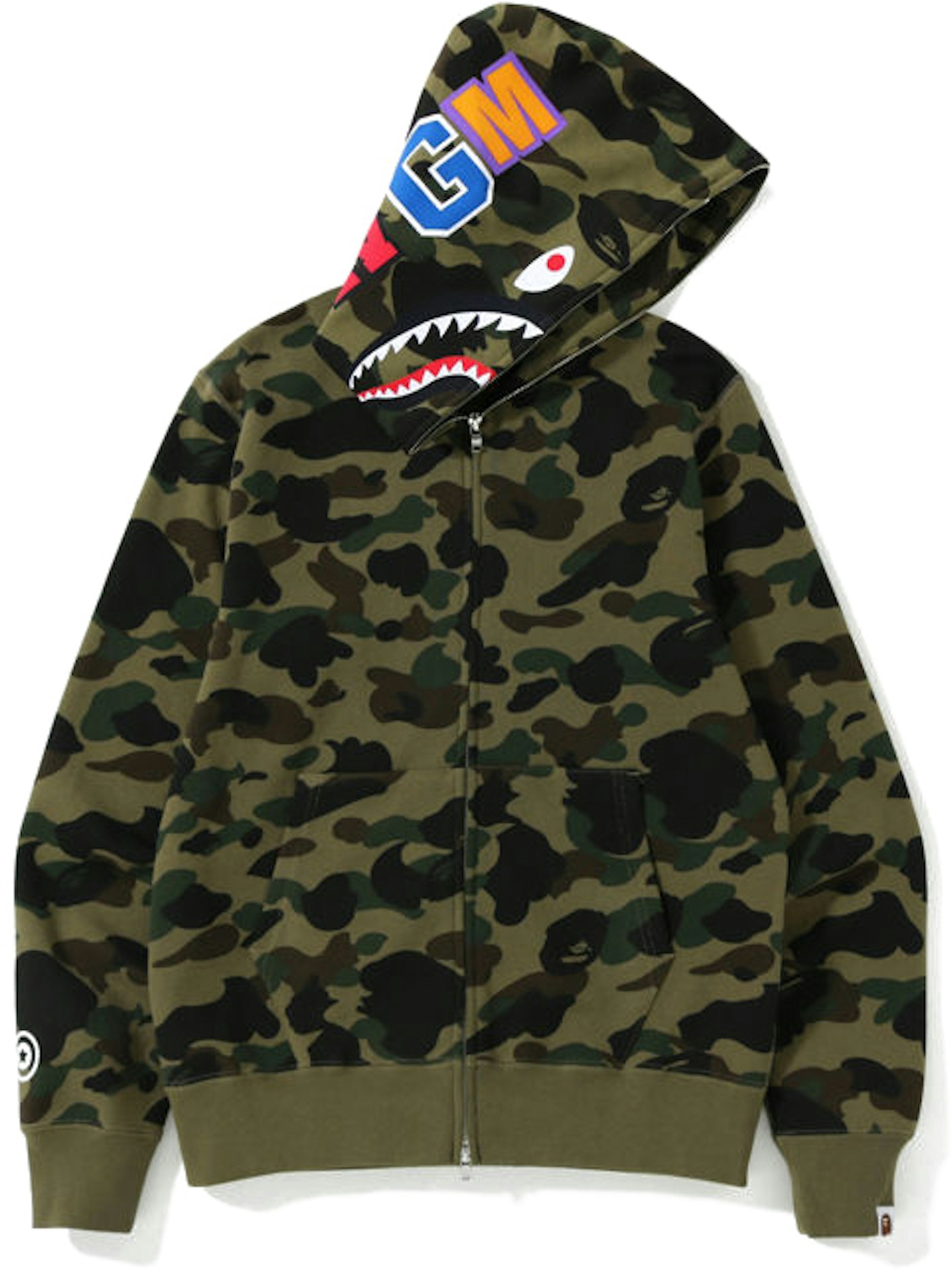 BAPE 1st Camo Shark Zip Hoodie Army Green - SS21