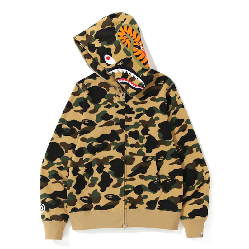 BAPE 1st Camo Shark Zip Hoodie Misted Yellow Men's - SS21 - US