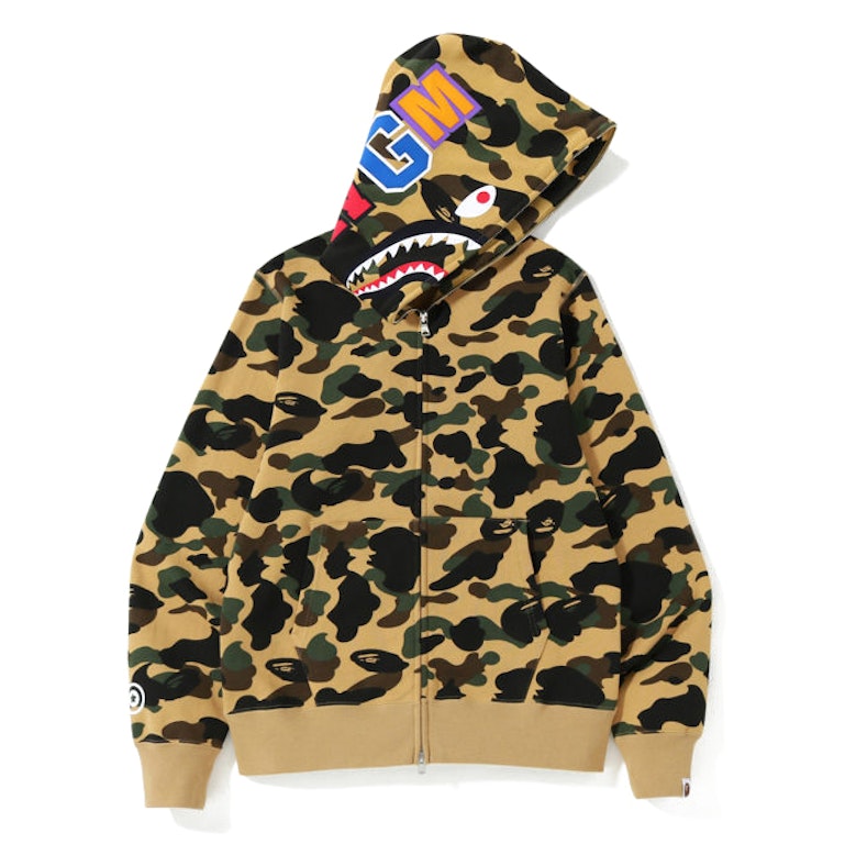 Pre-owned Bape 1st Camo Shark Zip Hoodie Misted Yellow