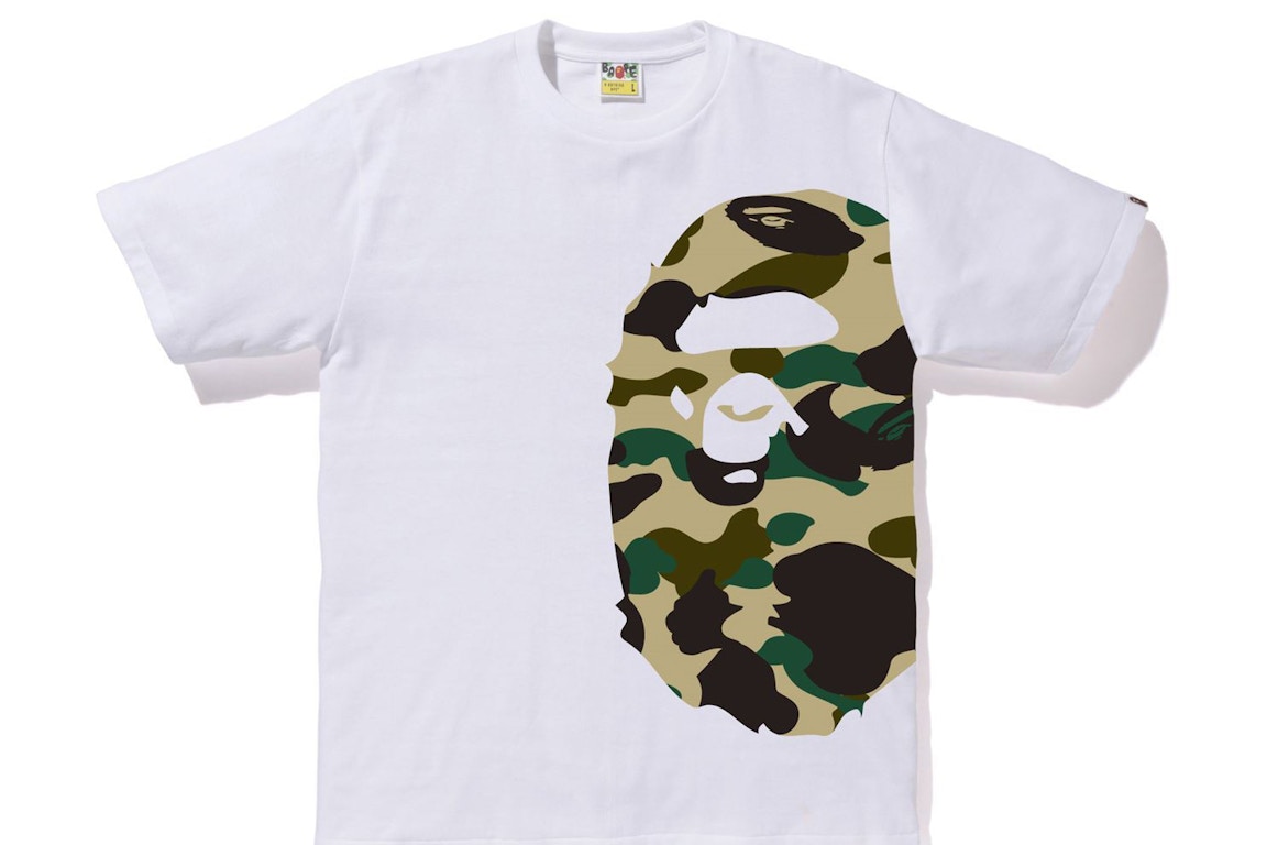 Click to view more detailed imagery on our partner's website Pre-owned Bape 1st Camo Side Big Ape Head Tee White/yellow