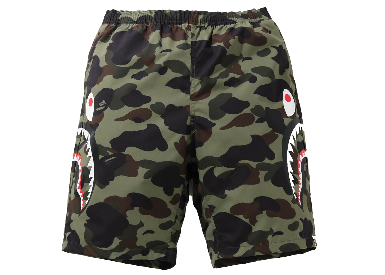 BAPE 1st Camo Side Shark Beach Shorts Green - SS21 Men's - US