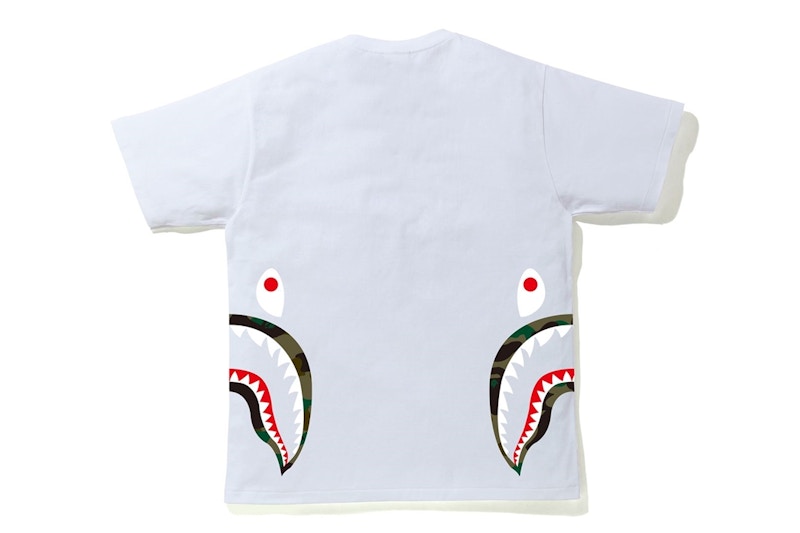 BAPE 1st Camo Side Shark Tee White/Green Men's - Permanent Collection - US