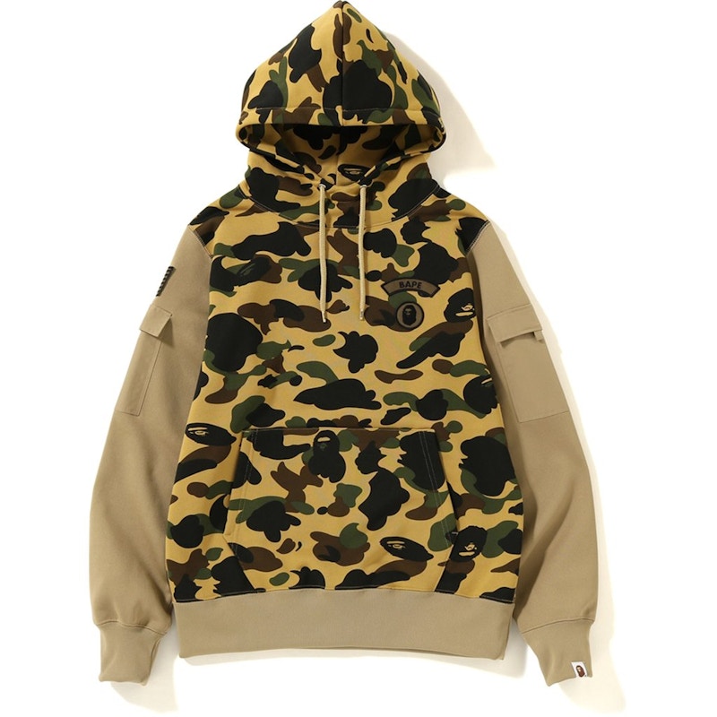 BAPE 1st Camo Sleeve Pocket Pullover Hoodie Yellow Men's - SS19 - US