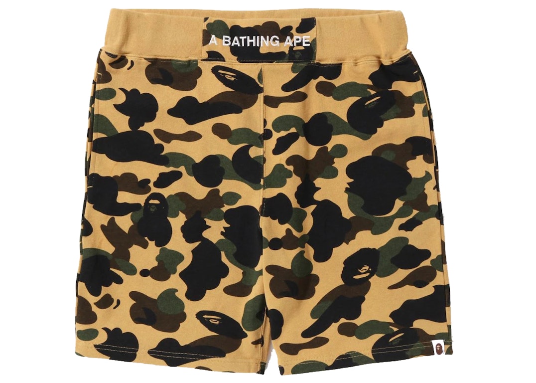 Pre-owned Bape 1st Camo Sweat Shorts (ss22) Yellow