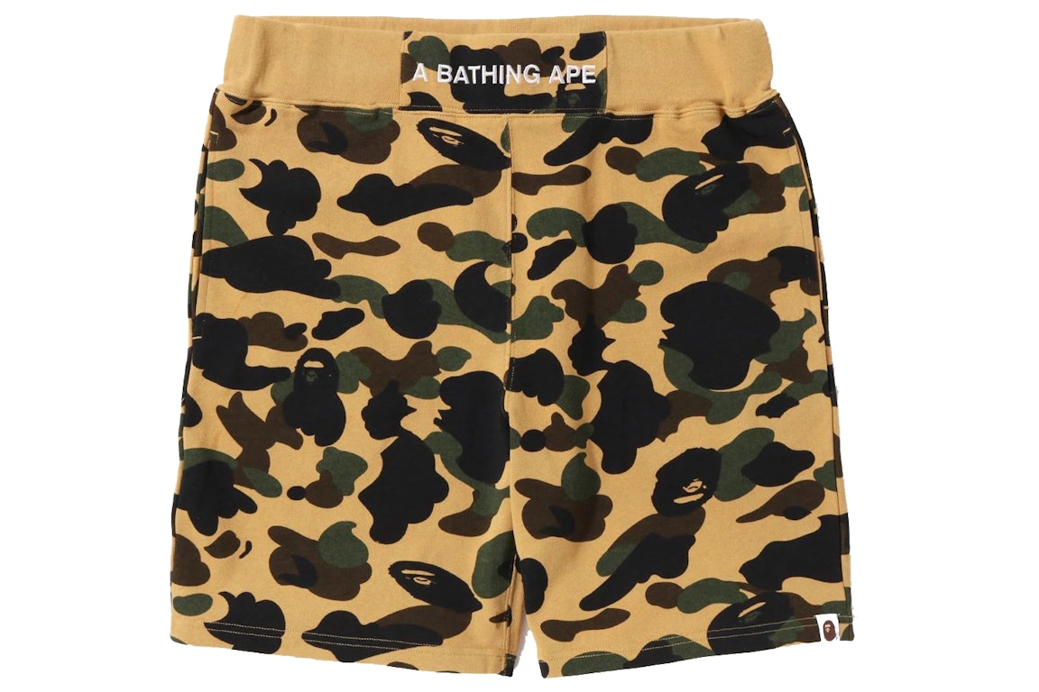 Pre-owned Bape 1st Camo Sweat Shorts (ss22) Yellow