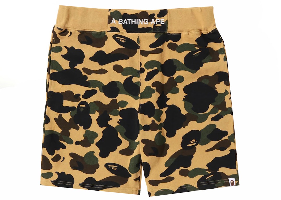 Pre-owned Bape 1st Camo Sweat Shorts (ss23) Yellow