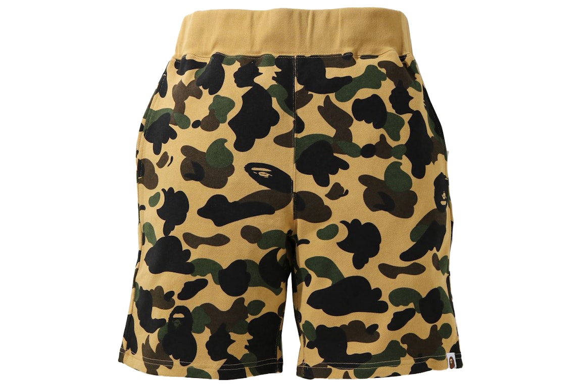 Pre-owned Bape 1st Camo Sweat Shorts (ss21) Yellow