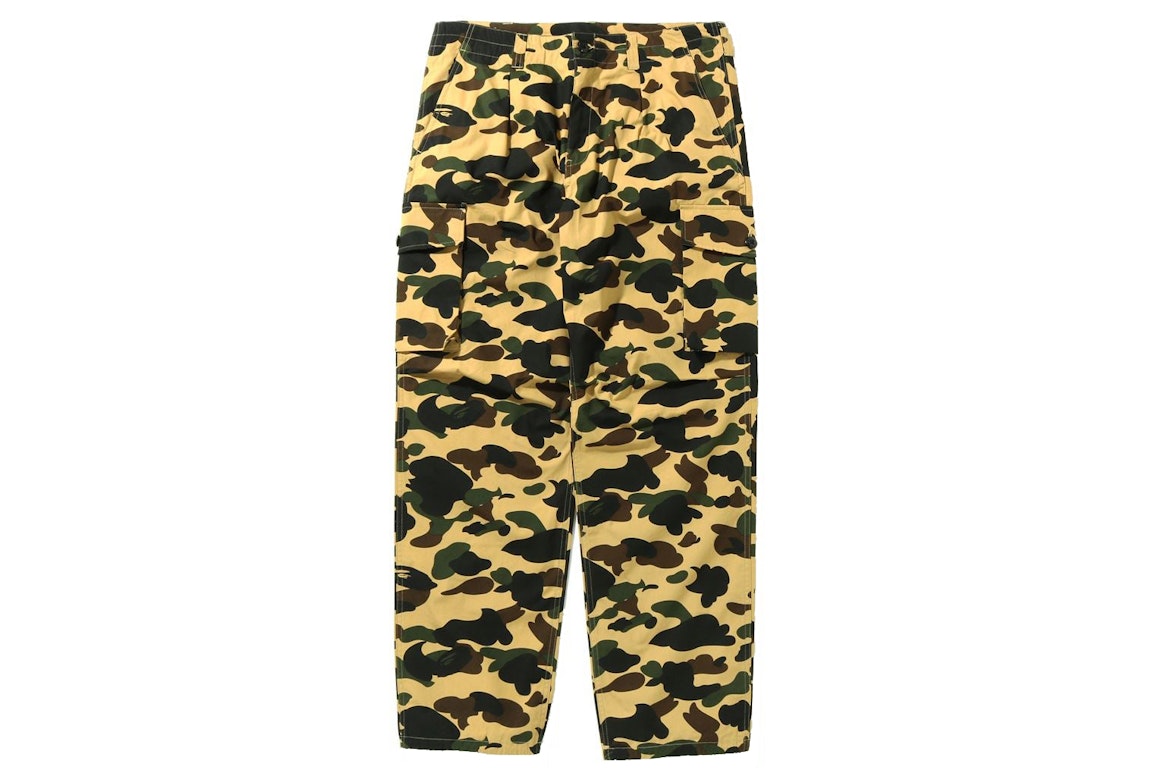 Pre-owned Bape 1st Camo Wide Fit 6 Pocket Pants Yellow