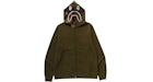 BAPE 1st Shark Sudadera con capucha con cremallera completa Olivedrab
