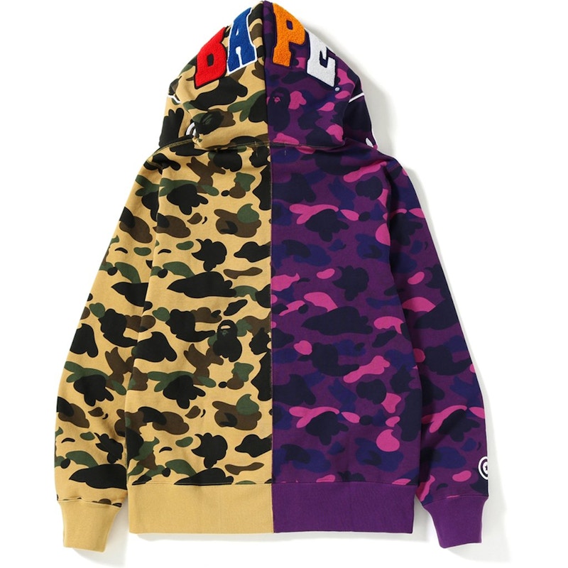 Half blue half hot sale purple bape hoodie