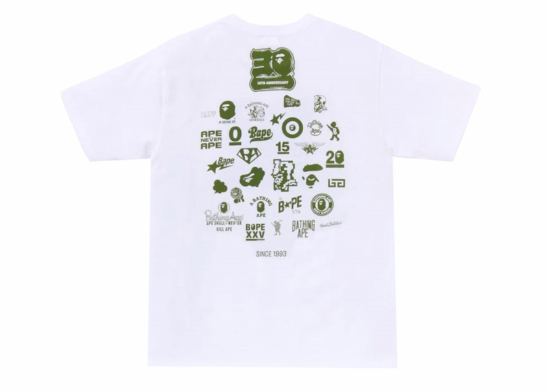 BAPE 30th Anniversary II Tee White/Green Men's - FW23 - US