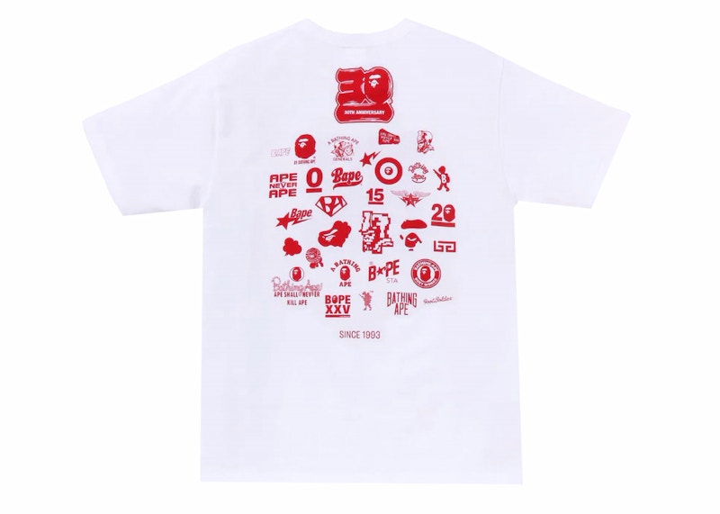 BAPE 30th Anniversary II Tee White/Red Men's - FW23 - US