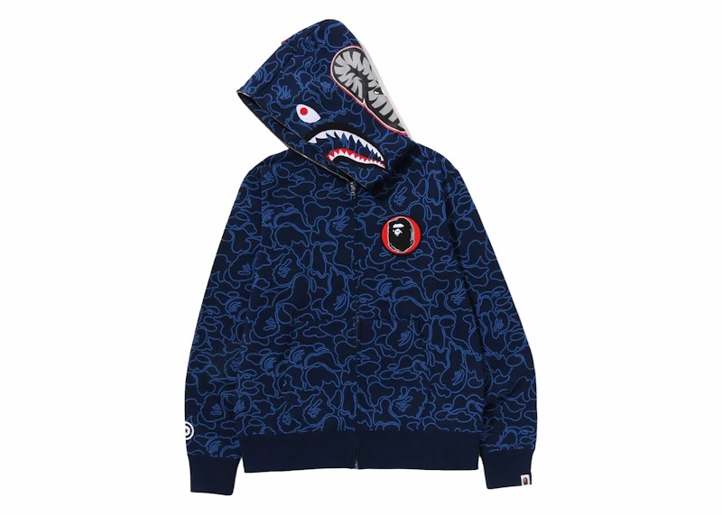 BAPE 30th Anniversary Line Camo Shark Full Zip Hoodie Navy Men's