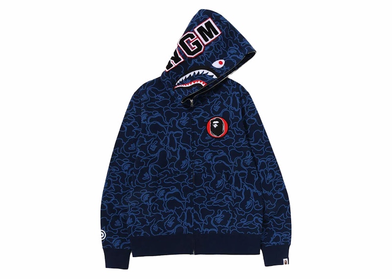 BAPE 30th Anniversary Line Camo Shark Full Zip Hoodie Navy Men's