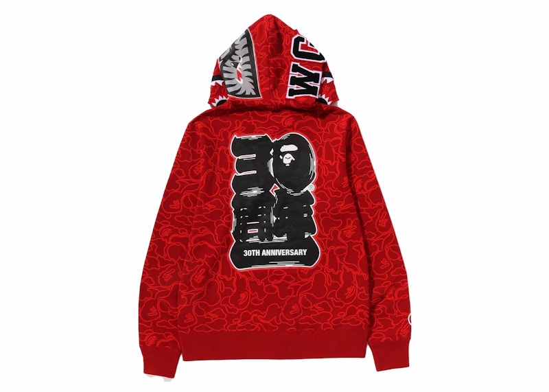 Bape shark cheap red hoodie