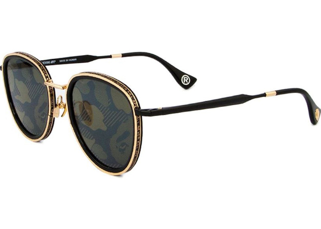 Pre-owned Bape 7 Sunglasses Black/gold