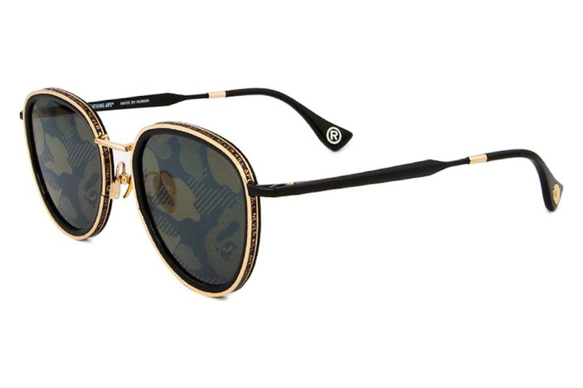 Pre-owned Bape 7 Sunglasses Black/gold