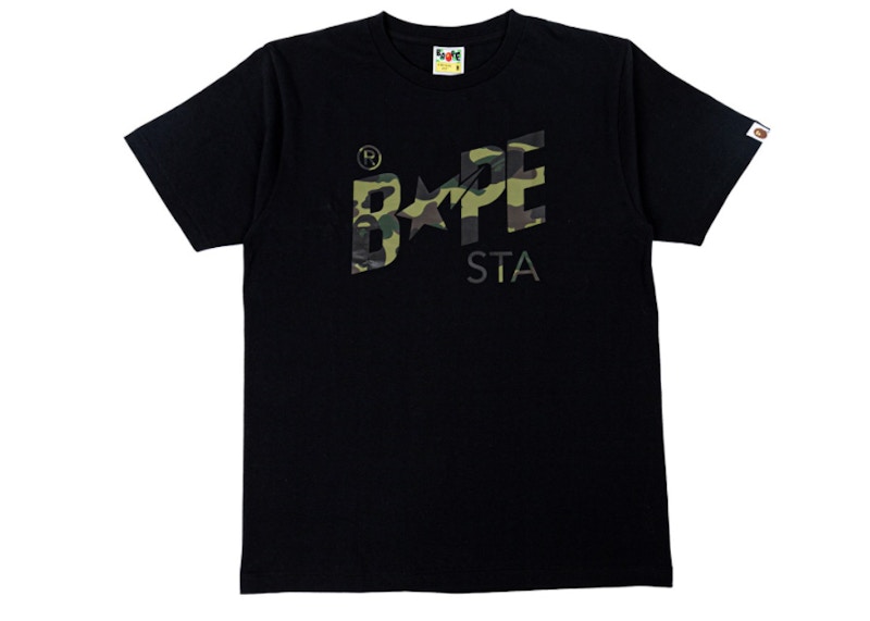 BAPE A Bathing Ape 1st Camo BAPE STA Logo Tee Black/Green Men's - US