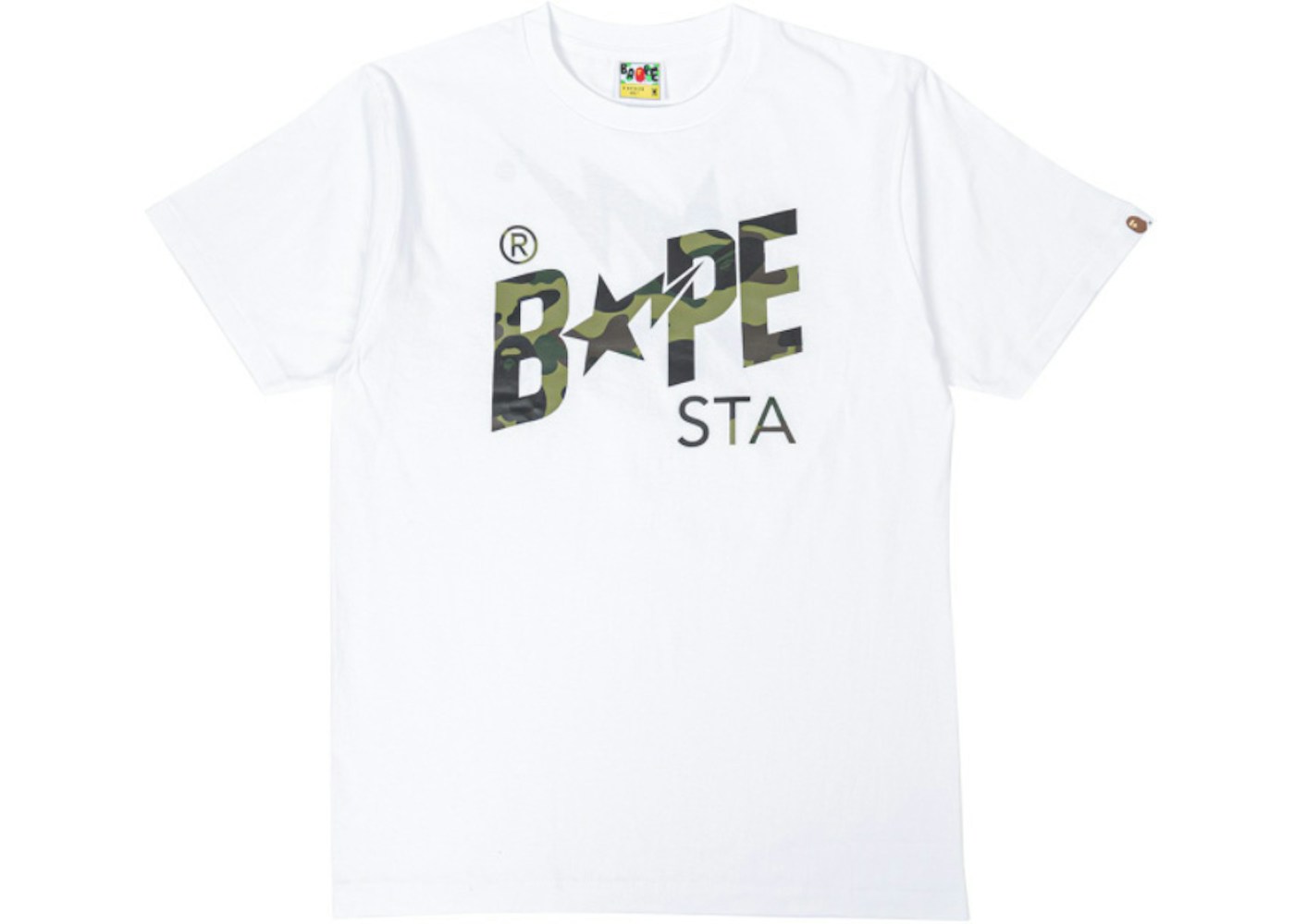 Bape A Bathing Ape 1st Camo Bape Sta Logo Tee White Green Bape A Bathing Ape 1st Camo Bape Sta Logo Tee White Green