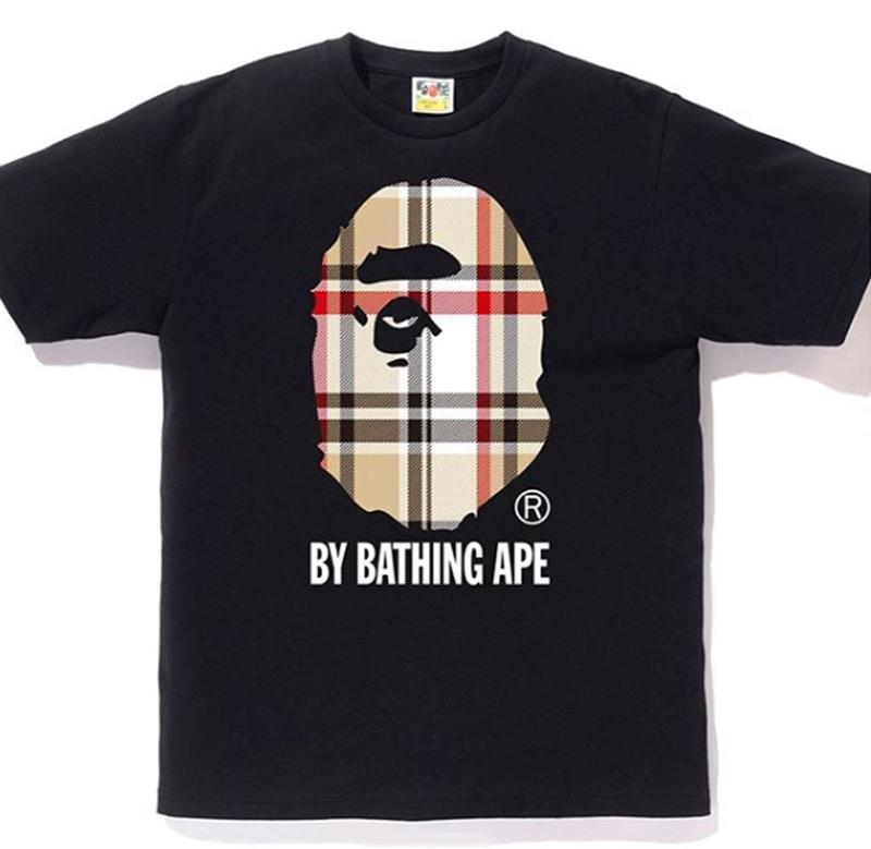 BAPE A Bathing Ape Check by Bathing Tee Black/Beige Men's - US