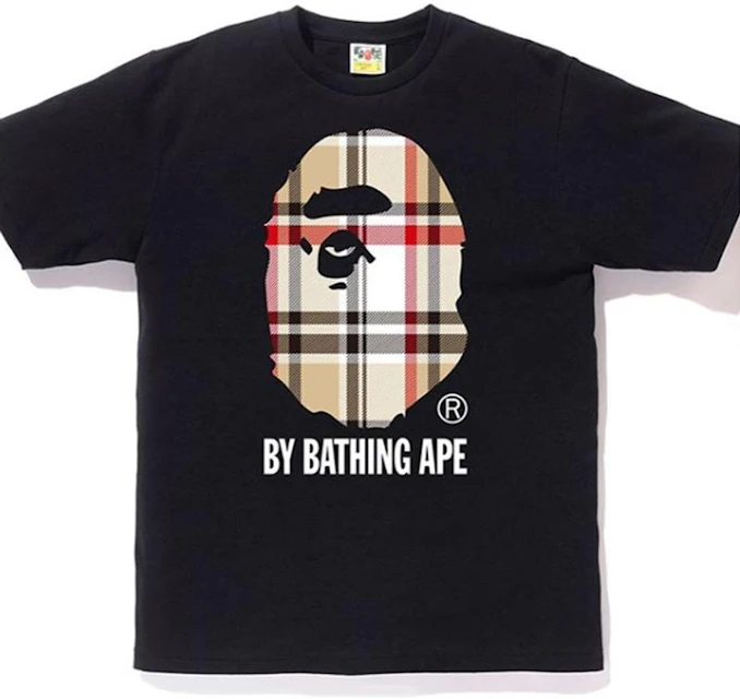 BAPE A Bathing Ape Check by Bathing Tee Black/Beige - ES