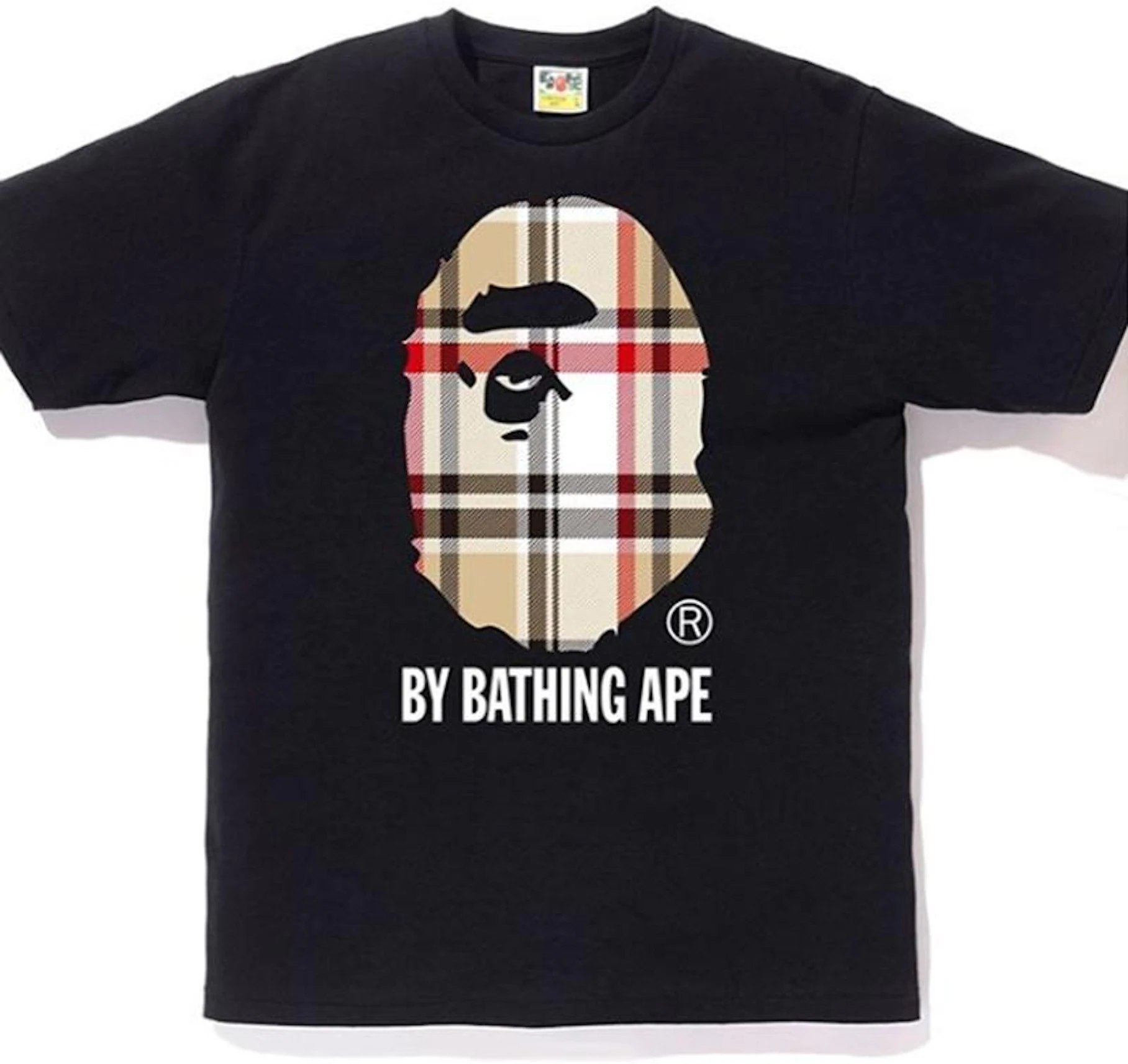 BAPE A Bathing Ape Check by Bathing Tee Black/Beige - US