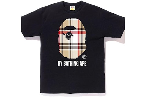 BAPE A Bathing Ape Check by Bathing Tee Black/Beige Men's US
