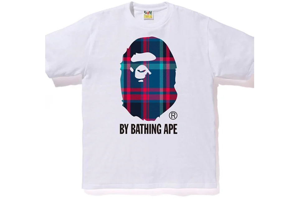 BAPE A Bathing Ape Check by Bathing Tee White/Navy