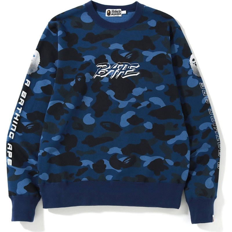 BAPE A Bathing Ape Color Camo Crewneck Blue