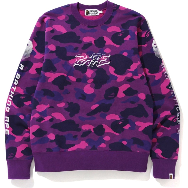 purple and pink bape shirt