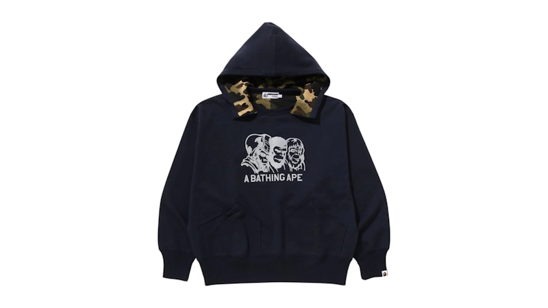 Pre-owned Bape Men's  A Bathing Ape Double Face Pullover Legacy Hoodie In Navy Blue