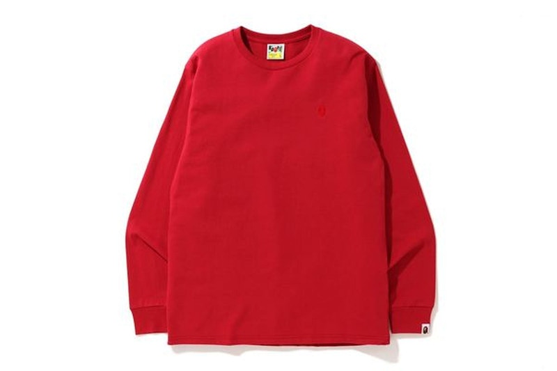 BAPE A Bathing Ape Head One Point L/S Tee Pure Red Men's - US