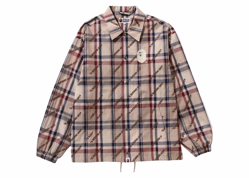 BAPE A Bathing Ape Logo Check Pattern Padded Flannel Shirt Jacket