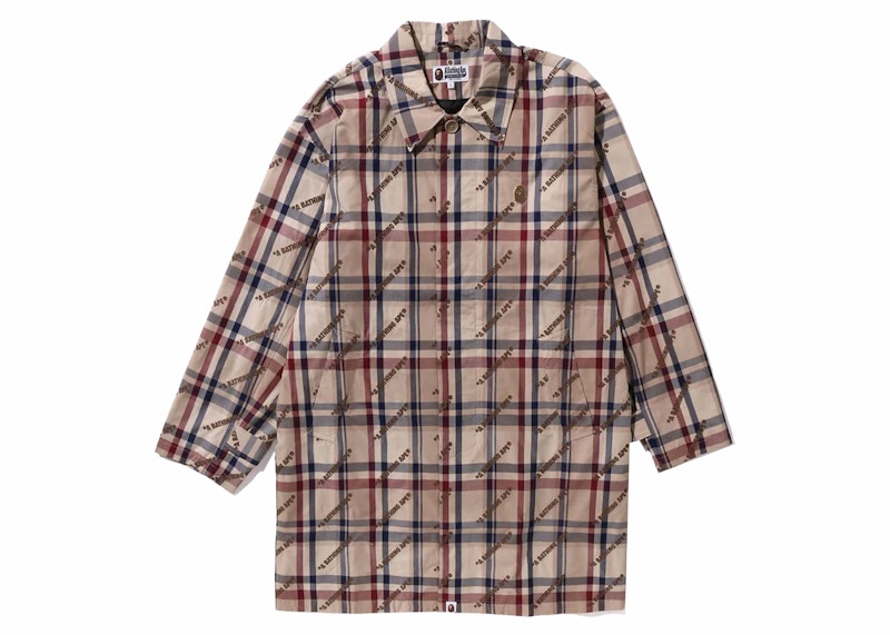 BAPE A Bathing Ape Logo Check Pattern Padded Flannel Shirt Jacket