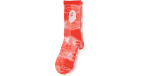 BAPE A Bathing Ape Men Ape Head Tie Dye Socks Red