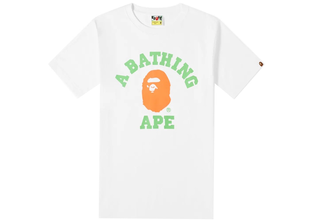 Pre-owned Bape A Bathing Ape Neon College Tee White