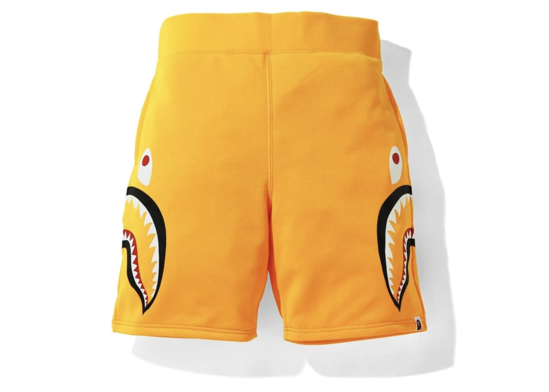 BAPE A Bathing Ape Neon Shark Sweat Shorts Orange