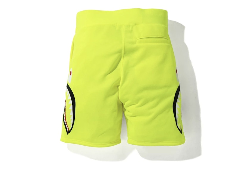 BAPE A Bathing Ape Neon Shark Sweat Shorts Yellow