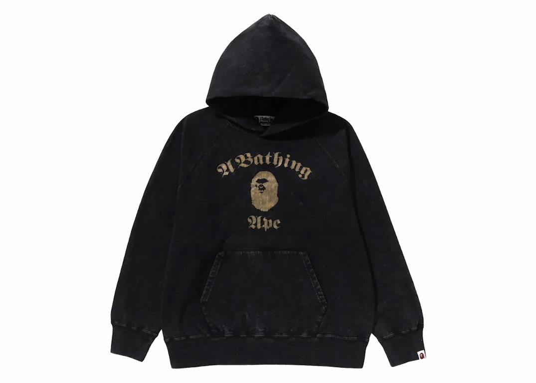 Pre-owned Bape A Bathing Ape Overdye Pullover Relaxed Fit Hoodie Black